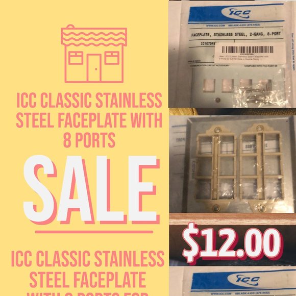 ICC Classic Stainless Steel Faceplate with 8 Ports - Picture 1 of 3
